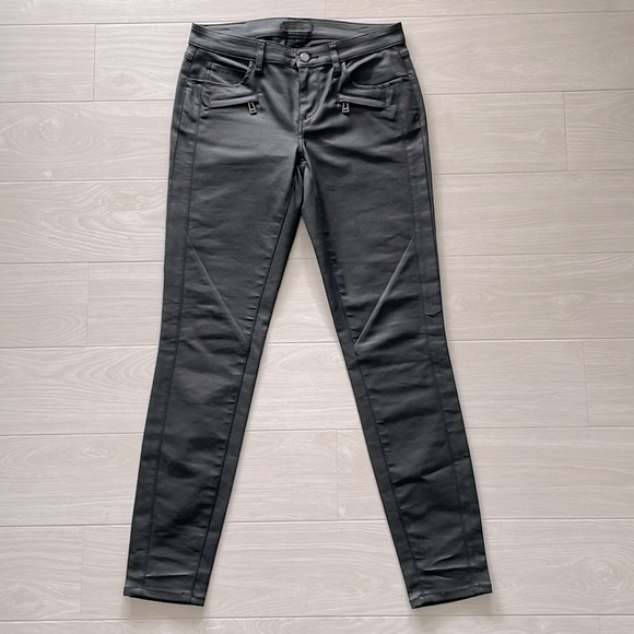 Belstaff Pants - Belstaff Black Moto Style Waxed Cotton Jeans
